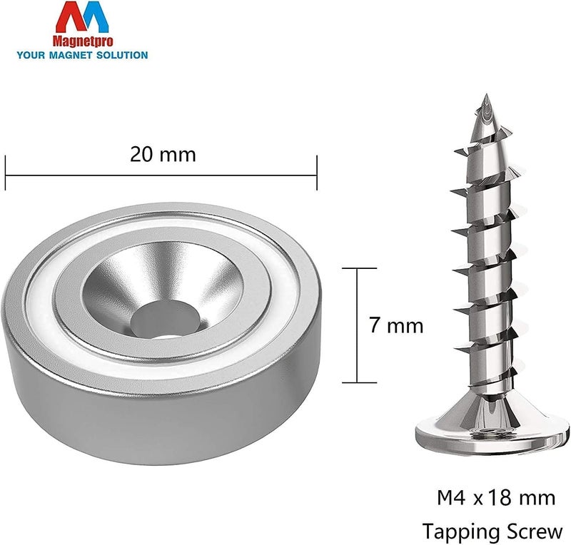 Magnetpro 12 Pieces Neodymium Magnets 25 LB Force, Strong Magnets Size 0.79"*0.28" with Countersunk Hole and Steel Capsule, Pot Magnet with 12 Steel Counterparts - Image 4